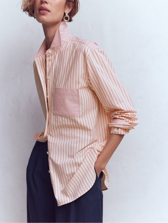 Boden Tops - Boden Striped Pink and Cream Poplin Button-Up Shirt